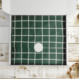 Papel De Seda Floresta Verde e Grade Branca de Férias Desenhada