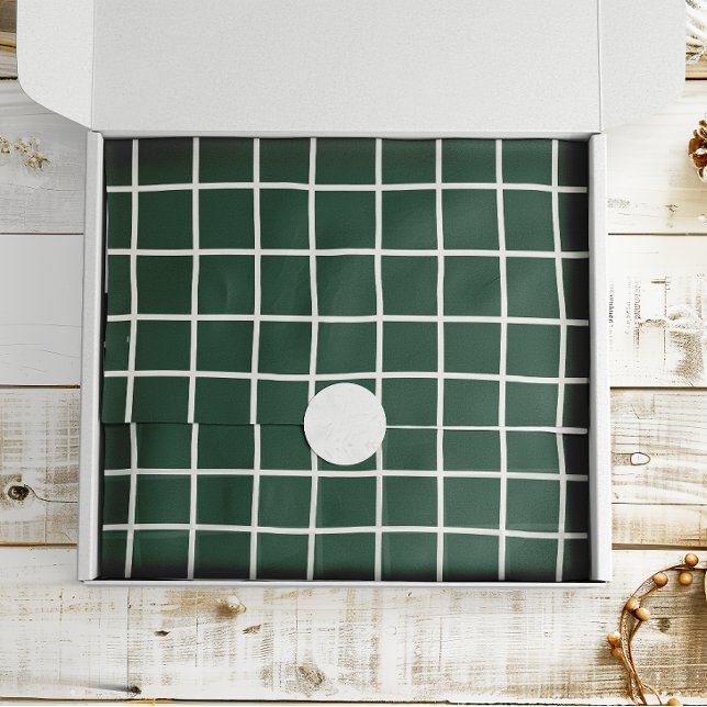 Papel De Seda Floresta Verde e Grade Branca de Férias Desenhada  (Criador carregado)