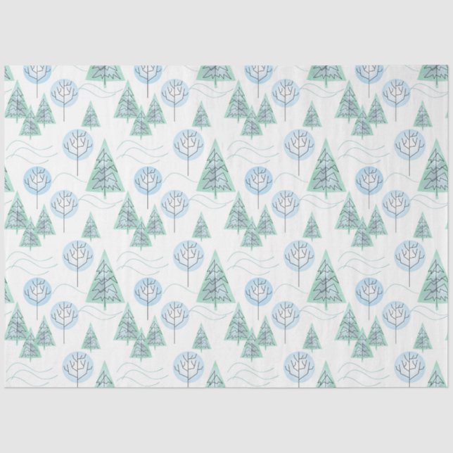 Papel De Seda Florestas de Natal, árvores de Natal, árvores, nev (Frente )
