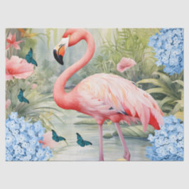 Papel De Seda Florestas Flamingo e Borboletas