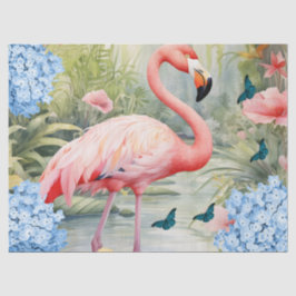 Papel De Seda Florestas Flamingo e Borboletas