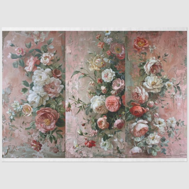Papel De Seda Florestas Rosa Pintadas Para Design De Painéis De  (Frente )