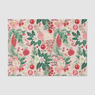 Papel De Seda Florestas Verdes Cor-de-Rosa Retro Natal