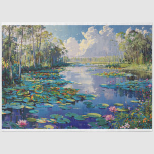 Papel De Seda Flórida Everglades River Lily Pads Decoupage