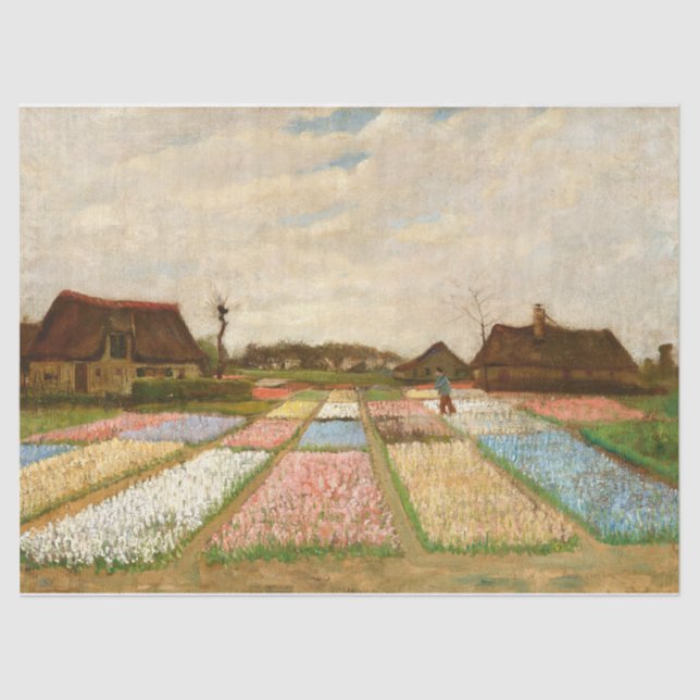 Papel De Seda Flower Beds na Holanda por Vincent Van Gogh (Frente )