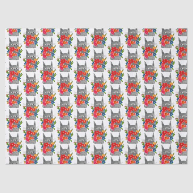 Papel De Seda Flower cat (Frente )