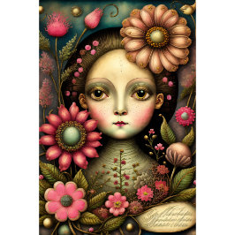 Papel De Seda Flower girl & postcard v2 vintage tissue paper 