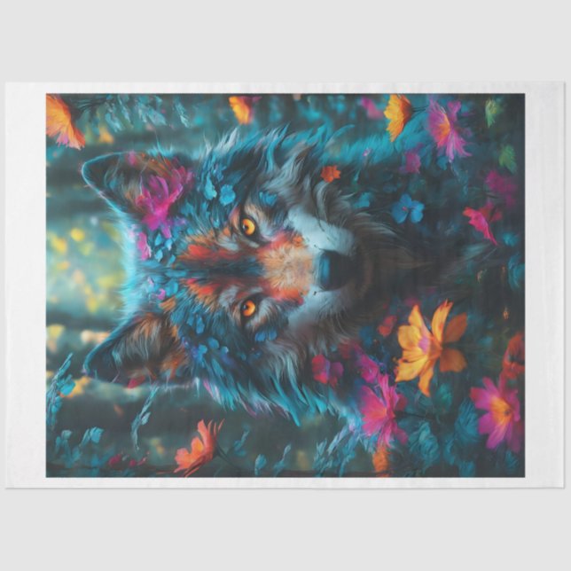 Papel De Seda Flower Wolf (Frente )