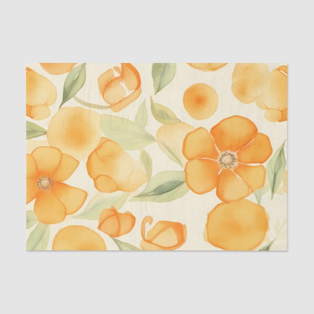 Papel De Seda Fluxo das flores laranja aquáticas (Frente )