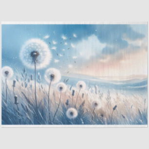 Papel De Seda Fluxo de Dandelion Whimsical na dissociação eólica