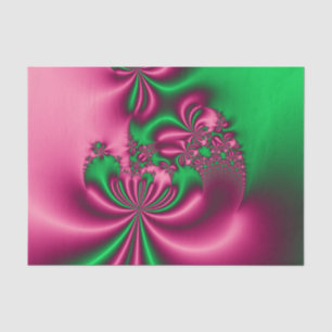Papel De Seda Fluxo Floral Rosa e Verde