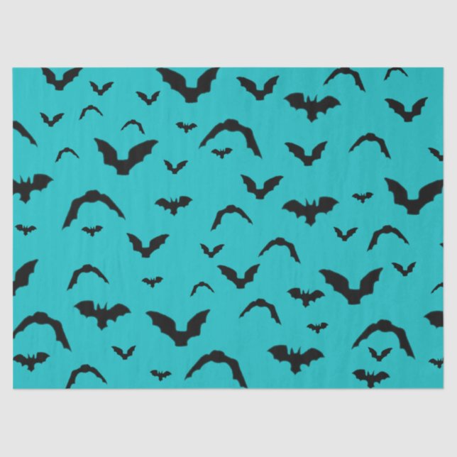 Papel De Seda Flying Bats on Teal Tissue Paper (Frente )
