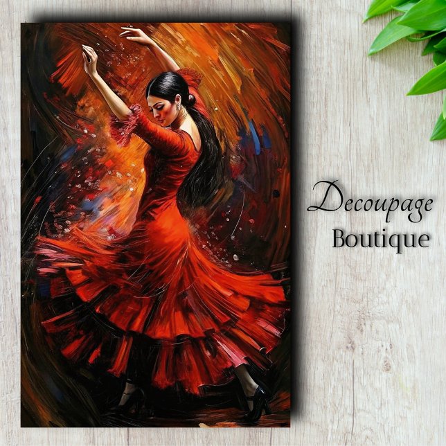Papel De Seda Fogo Flamenco Decoupage (Dance Divine Decoupage Tissue Paper)