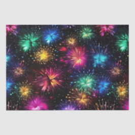 Papel De Seda Fogos de Artifício Elegantes em Arco-íris sobre Fu