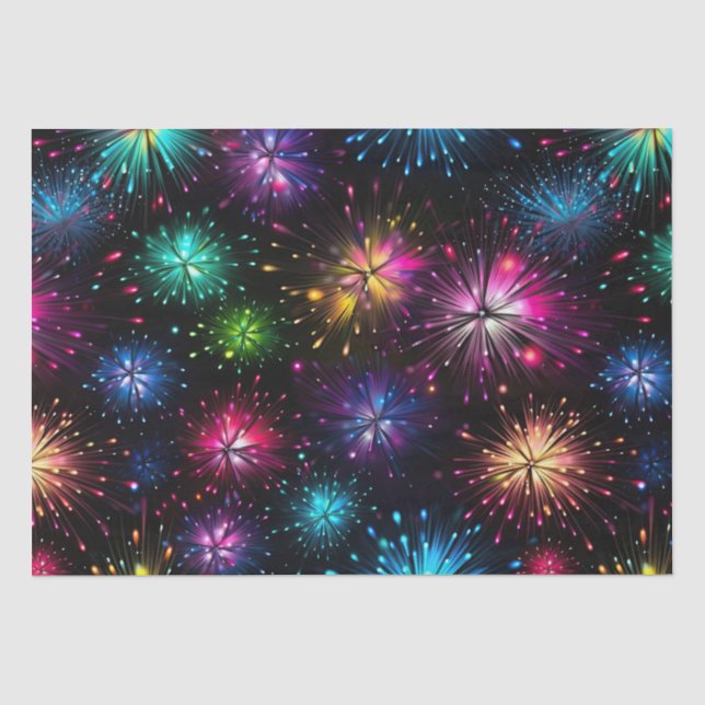 Papel De Seda Fogos de Artifício Elegantes em Arco-Íris sobre Fu (Frente )