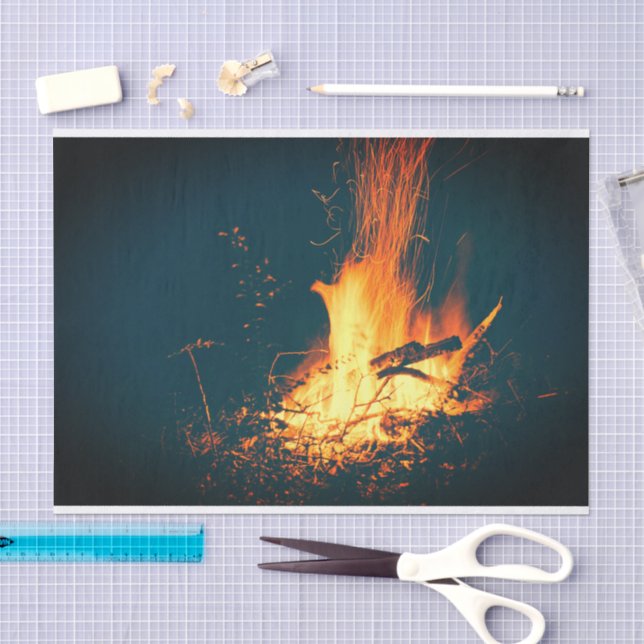 Papel De Seda Fogueira Fogo Queimando (Arte )
