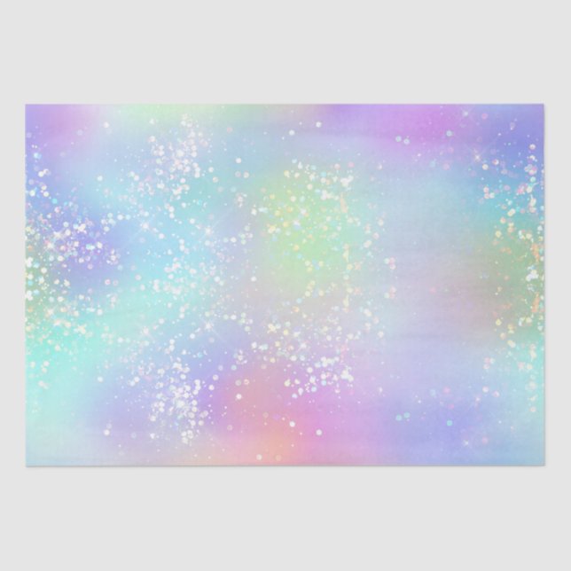 Papel De Seda Foil Iridescente Arco-íris e Glitter Holográfico (Frente )