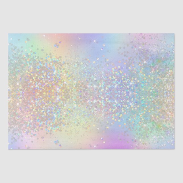 Papel De Seda Foil Iridescente Arco-íris e Glitter Holográfico  (Frente )
