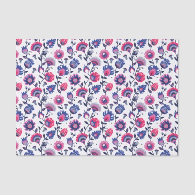 Papel De Seda Folclore Wycinanki, roxo e azul, (Frente )