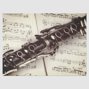 Papel De Seda Folha Clarinet Música Sépia Dissociação Tecido