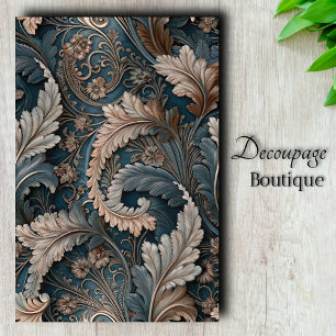 Papel De Seda Folha de Acanto Elegante Chá/Taupe Decoupage Barro