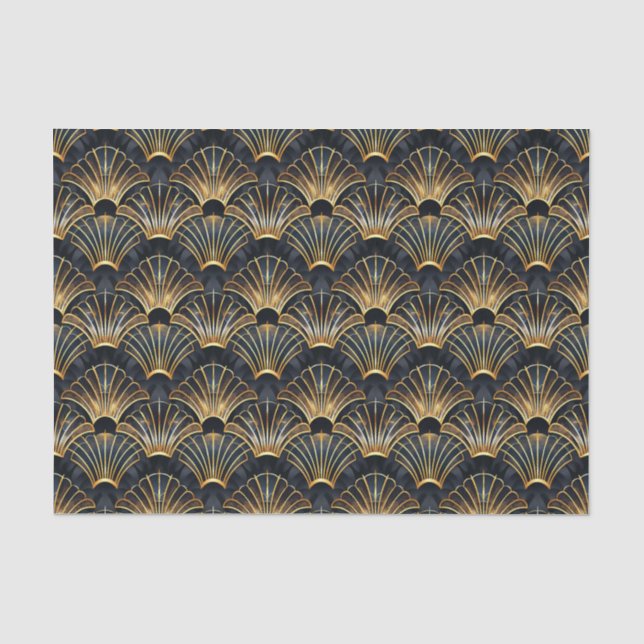 Papel De Seda Folha de Deco de arte em ouro preto-branco (Frente )