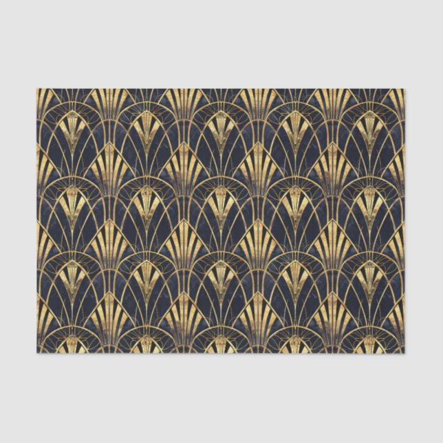 Papel De Seda Folha de Deco de arte em ouro preto-branco (Frente )