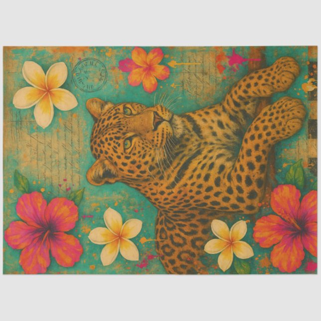 Papel De Seda Folha de dissociação do "Leopardo-ouro" - Tropical (Frente )