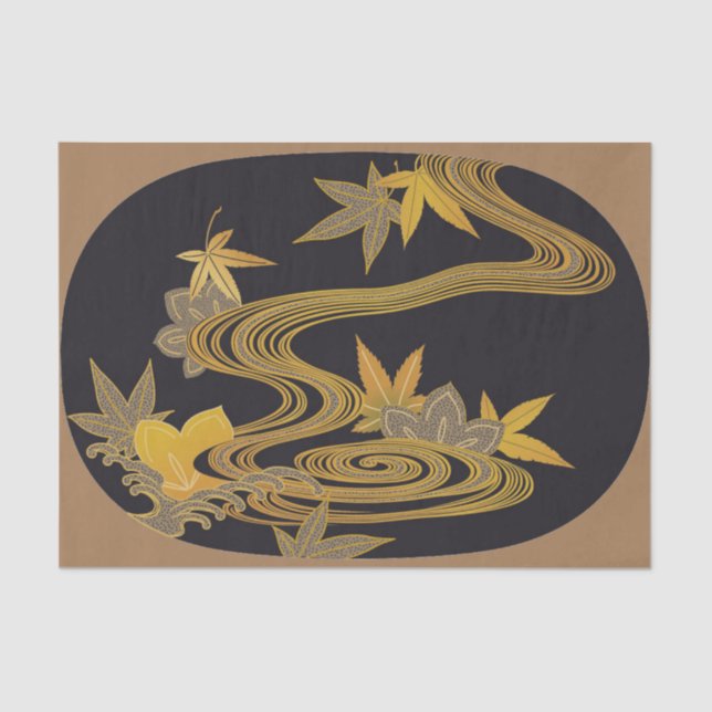 Papel De Seda Folha de Maple Japonesa e Água Corrente (Frente )