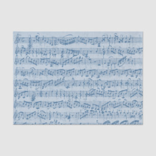 Papel De Seda Folha de Música Azul Vintagem Manuscrita