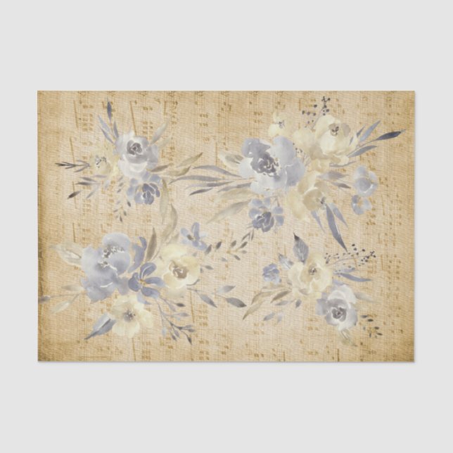 Papel De Seda folha de música floral vintage (Frente )
