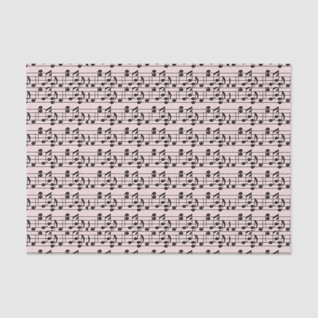Papel De Seda Folha de música rosa e preta (Frente )