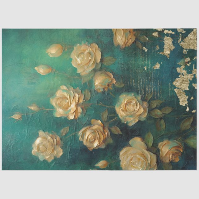 Papel De Seda Folha de ouro amarela inglesa emerald esmerald (Frente )