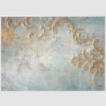 Papel De Seda Folha de ouro venenosa ornamentação do barroco<br><div class="desc">Indulto na opulência do passado com o Vintage Gold Foil Barroco Ornament Blue Grunge Decoupage Paper. Essa bela peça apresenta intrincados ornamentos barrocos de ouro que acrescentam um toque de elegância rara a qualquer projeto artesanal. O rico fundo azul esbranquiçado fornece um contraste impressionante, fazer-o uma escolha luxuosa para os...</div>