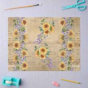 Papel De Seda Folha de Rodapé Girassol Pergaminho Decomposição d