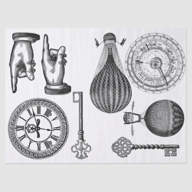 Papel De Seda Folha dos elementos de Steampunk do Diário da (Frente )