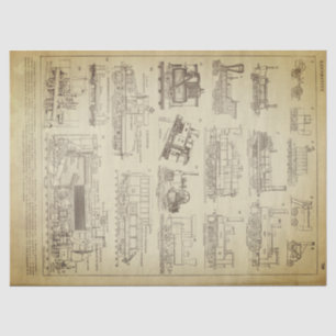 Papel De Seda Folha locomotiva de Decoupage do Grunge