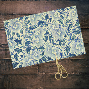 Papel De Seda Folhagem Azul-Teal Sai do Ornamento Chinês Vintage
