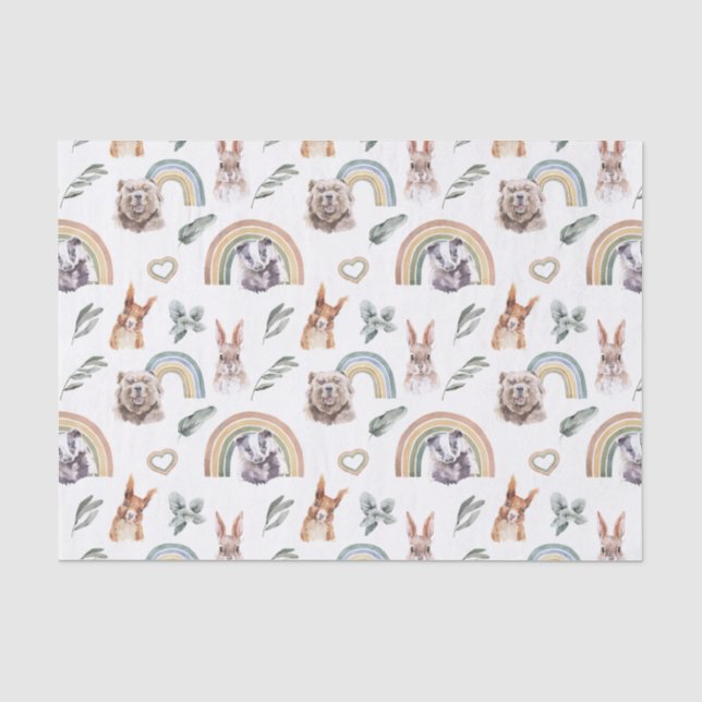 Papel De Seda Folhagem da Floresta | Animais da Floresta & Arco- (Frente )