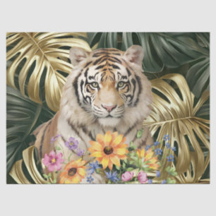 Papel De Seda Folhagem da Selva Aquarela Flores Silvestres & Tig