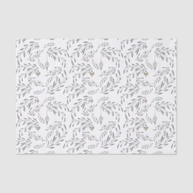 Papel De Seda Folhagem de Natal e Berries (Frente )