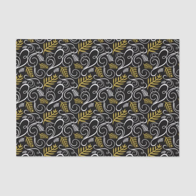 Papel De Seda Folhagem Festiva Arte Dourada Deco Feriado Quântic (Frente )