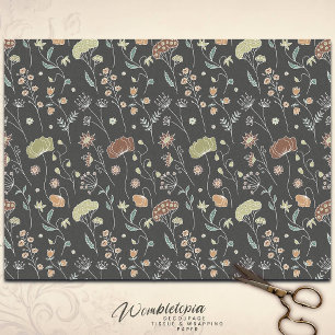 Papel De Seda Folhagem Florestal de Crepúsculo Vintage Botânica