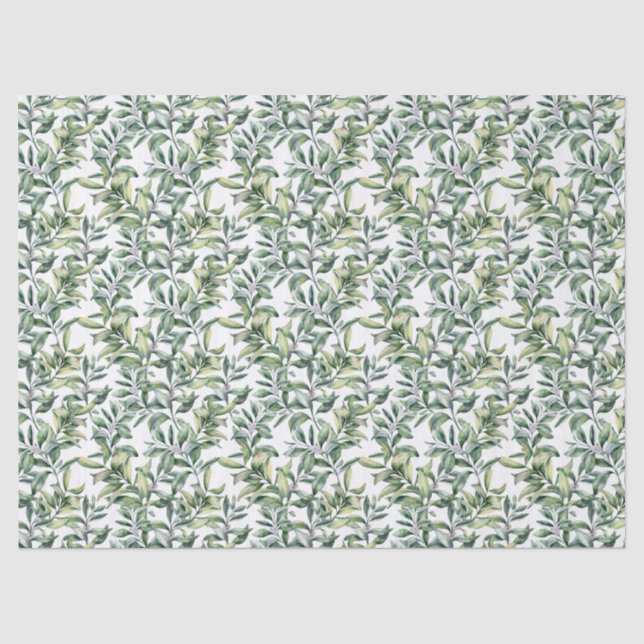 Papel De Seda Folhagem Tropical Verde Deixa o Tecido (Frente )