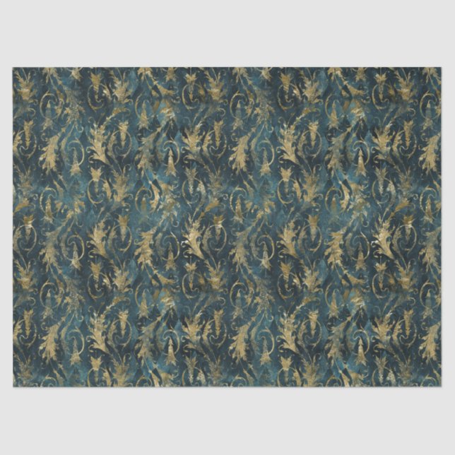 Papel De Seda Folhas abstrato Douradas na página de dissociação  (Frente )