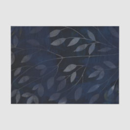 Papel De Seda Folhas Botânicas Azul Escuro Casamento Moderno Chi