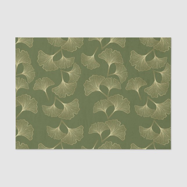 Papel De Seda Folhas Botânicas de Ouro Elegantes (Frente )