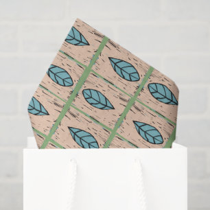 Papel De Seda Folhas botânicas elegantes em aquarela verde