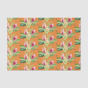 Papel De Seda Folhas Botânicas Tropicais Hibisco Qualquer Cor