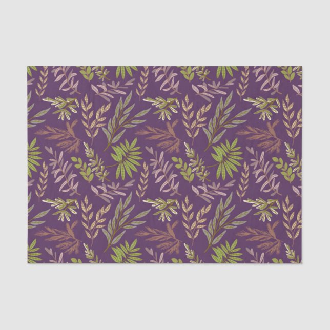 Papel De Seda Folhas Botânicas: Um Fundo Roxo Impressionante (Frente )